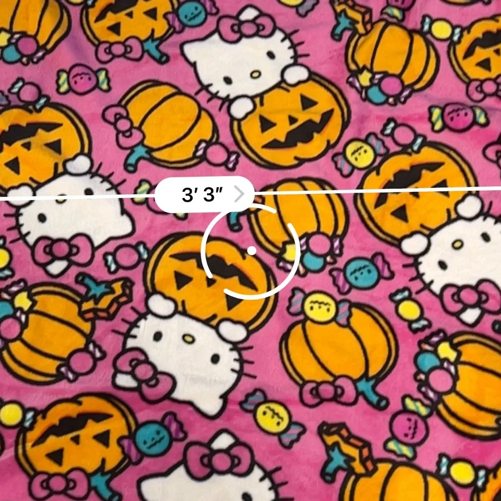 Sanrio Pink Halloween Blanket with Hello Kitty and Pumpkins
